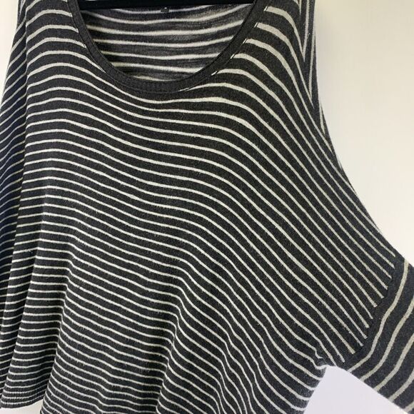Eileen Fisher Gray Striped Lightweight Knit Sweater Scoop Neck Slouch Medium - Picture 5 of 13